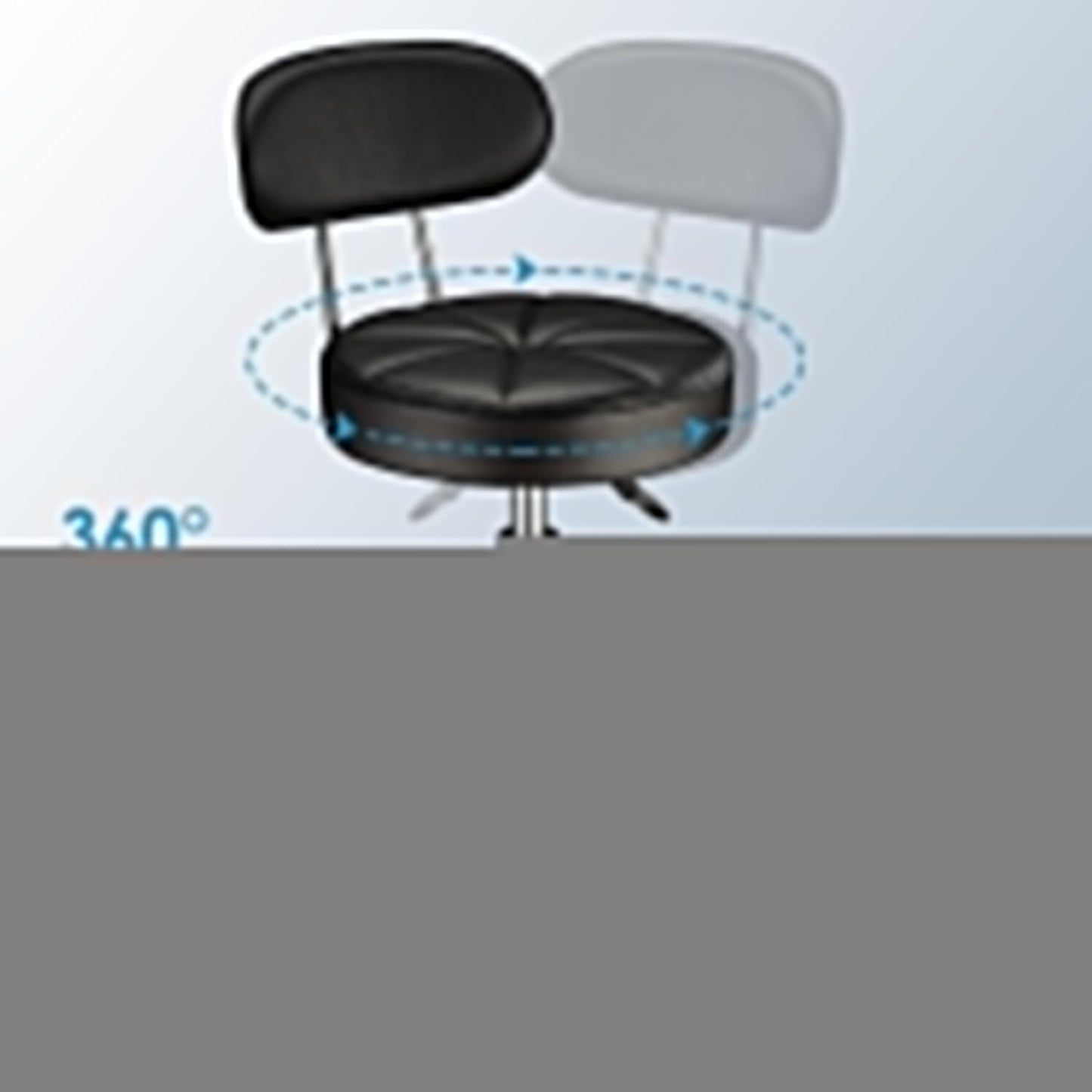 Swivel Rolling Stool with Wheels Height Adjustable Chair Rolling Drafting Chair Spa Stool Chair Backrest Black-3