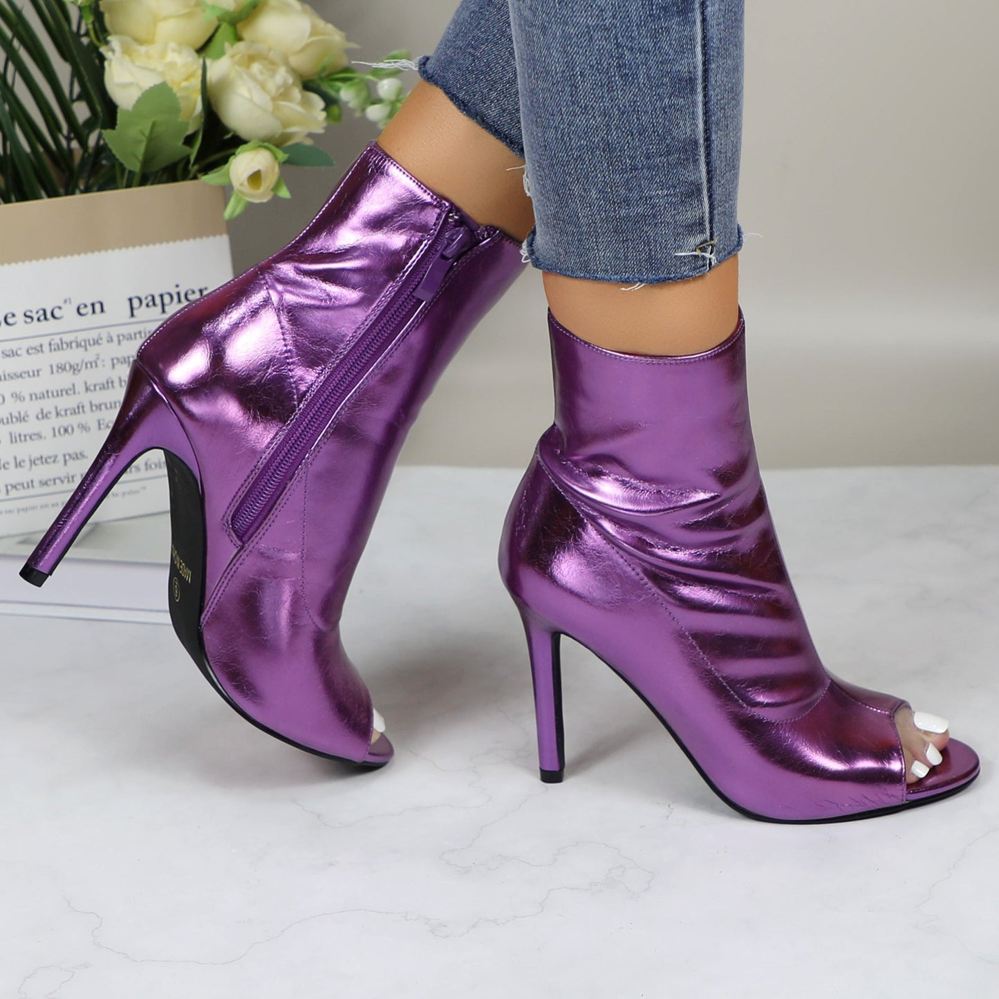 70's Inspired Metallic Stiletto Boots