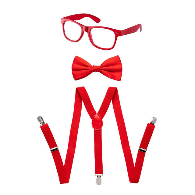 Toddlers Neon Suspender, Bowtie, & Glasses Accessory Set
