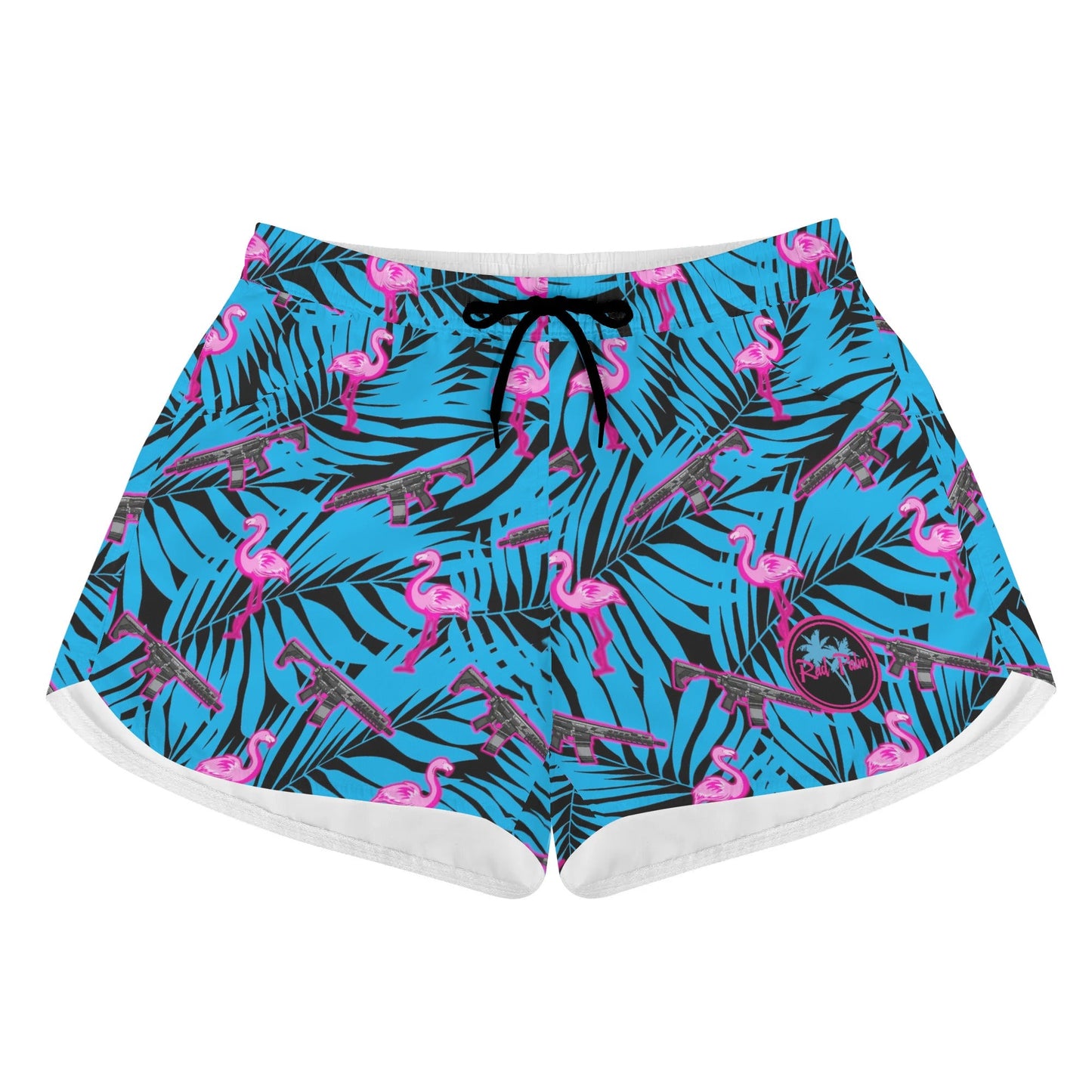 Frontline Flamingo Dark Womens Casual Beach Shorts