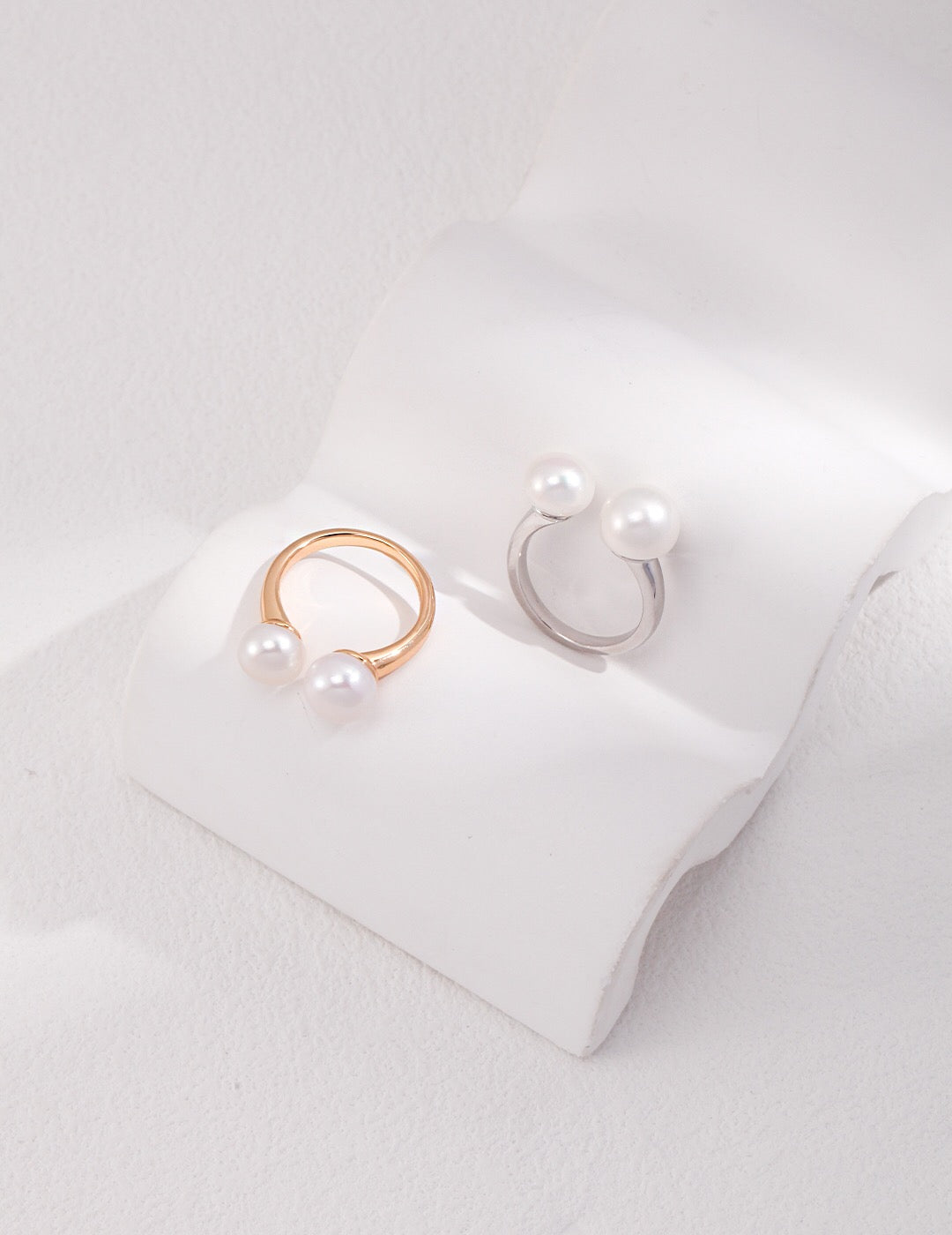 Double Pearl Open Ring-0