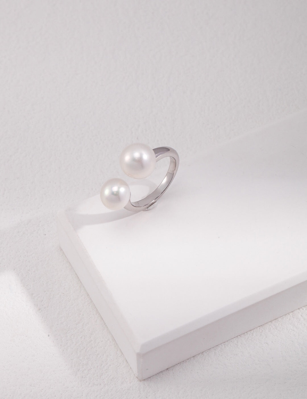Double Pearl Open Ring-2