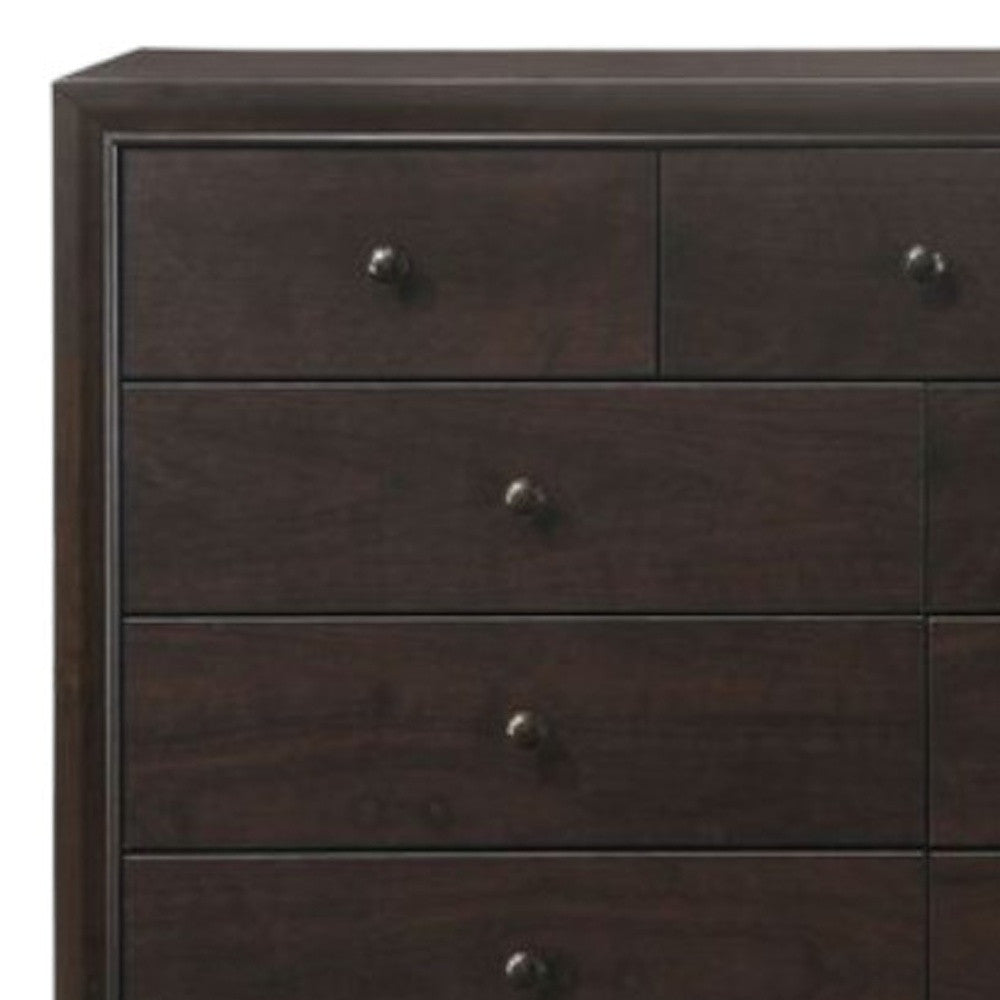 57" Espresso Solid and Manufactured Wood Nine Drawer Double Dresser-3