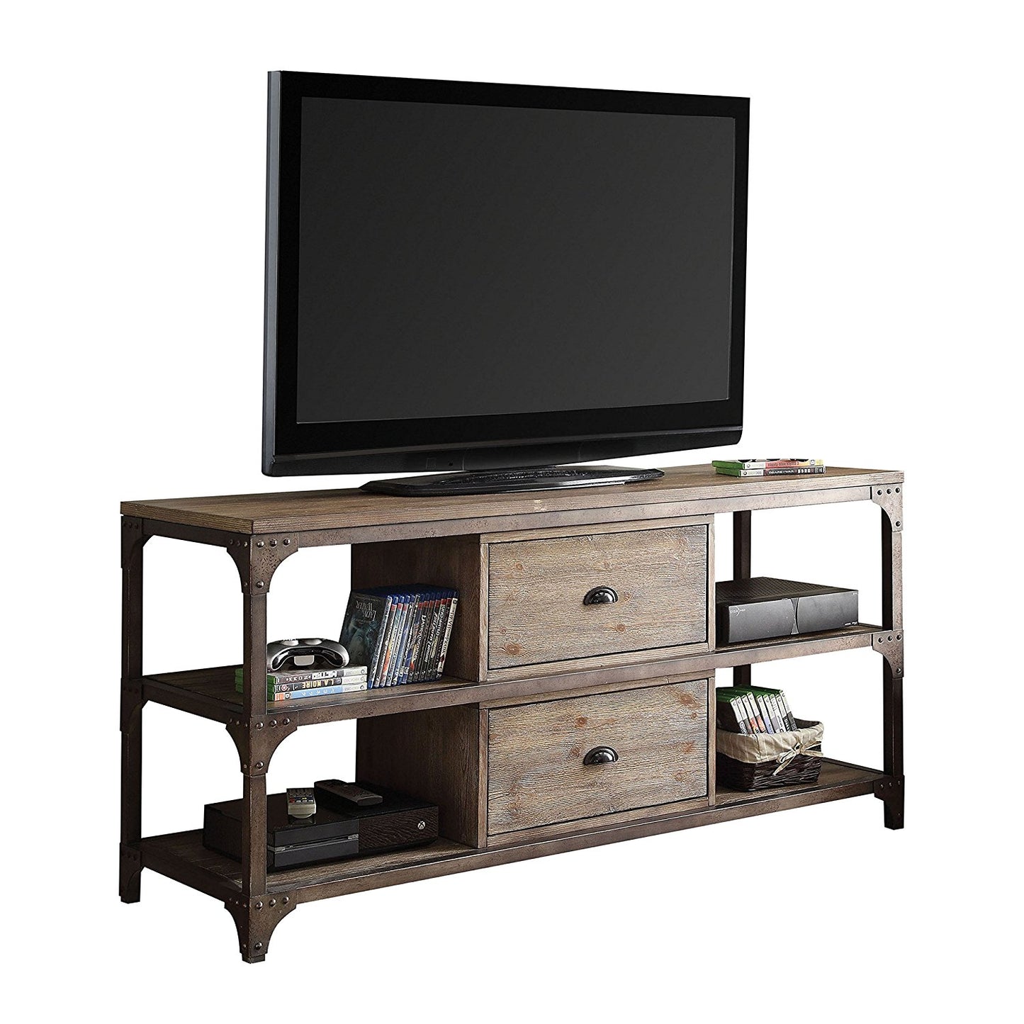 60" Enclosed and Open Storage TV Stand-6