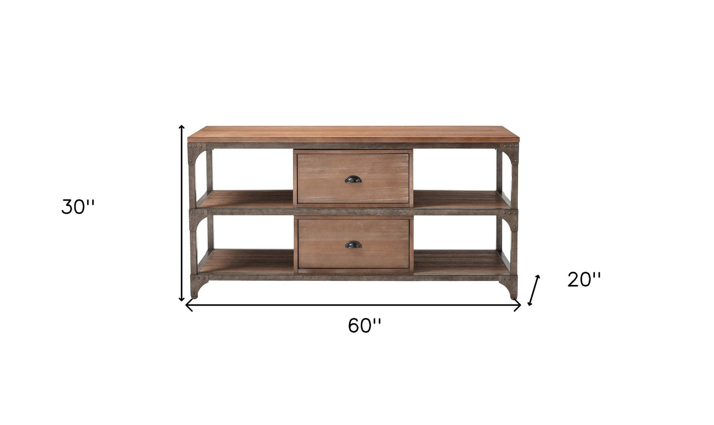 60" Enclosed and Open Storage TV Stand-5