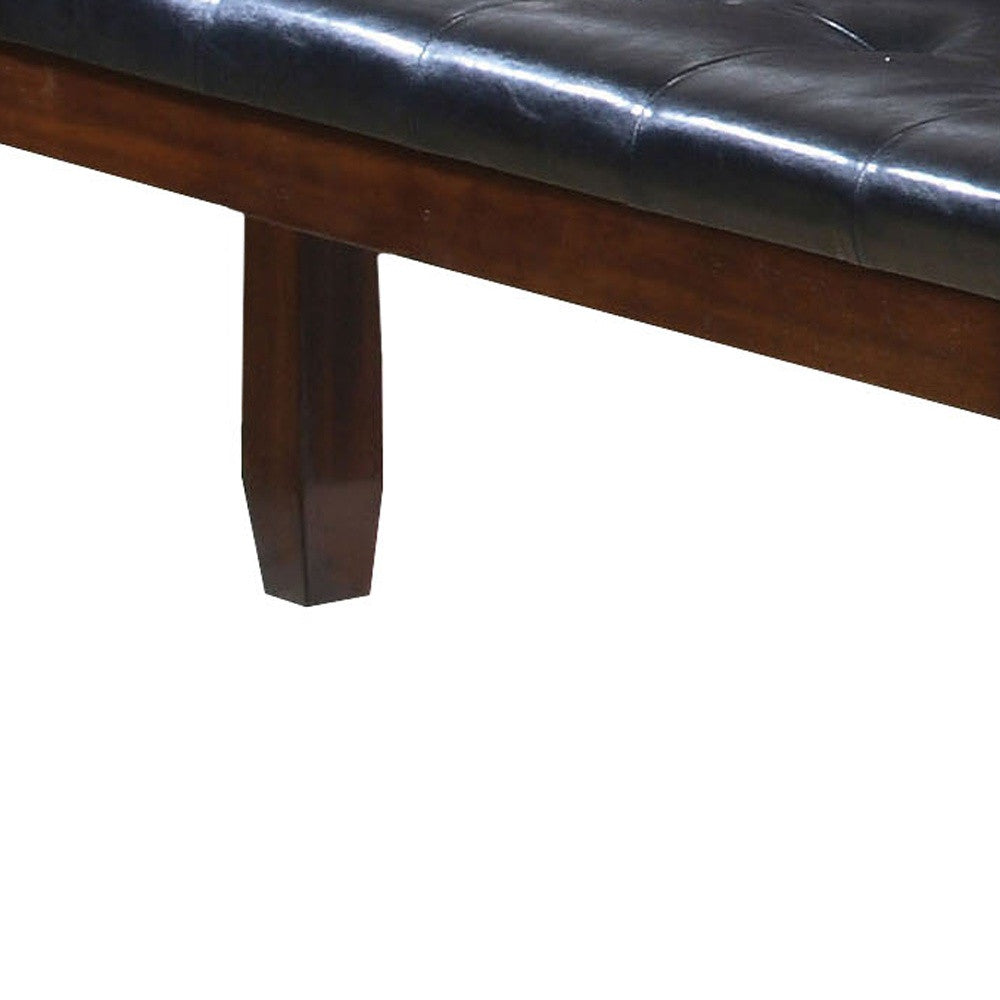 48" Black and Espresso Faux Leather and Wood Upholstered Bench-4
