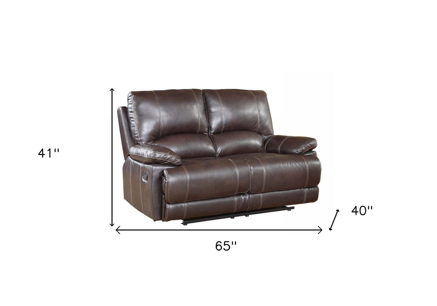 65" Brown Faux Leather Manual Reclining Love Seat-4