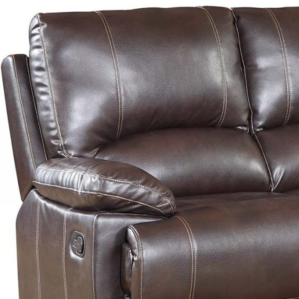 65" Brown Faux Leather Manual Reclining Love Seat-2