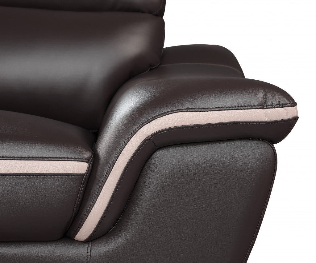 49" Brown And Silver Leather Match Club Chair-6
