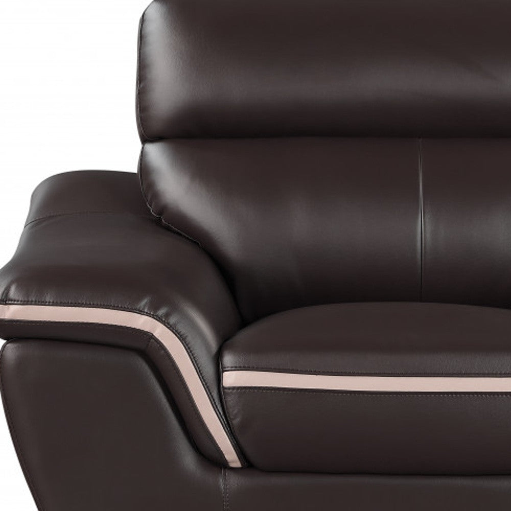 49" Brown And Silver Leather Match Club Chair-7