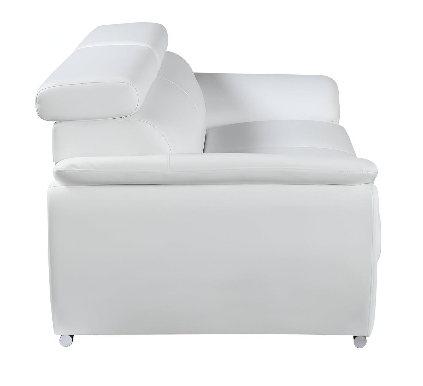 86" White Leather Sofa With Silver Legs-4