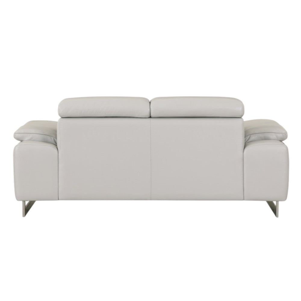 71" Light Gray And Silver Genuine Leather Loveseat-2