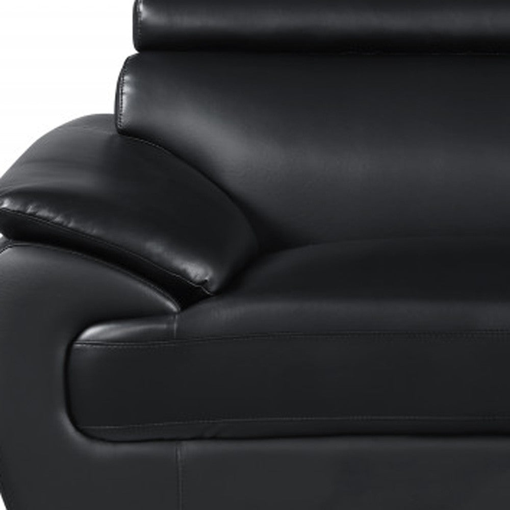 Two Piece Indoor Black Genuine Leather Five Person Seating Set-5