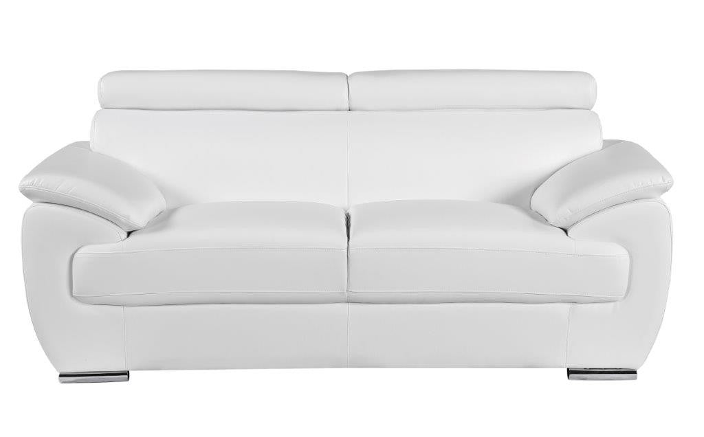 Two Piece Indoor White Genuine Leather Five Person Seating Set-6