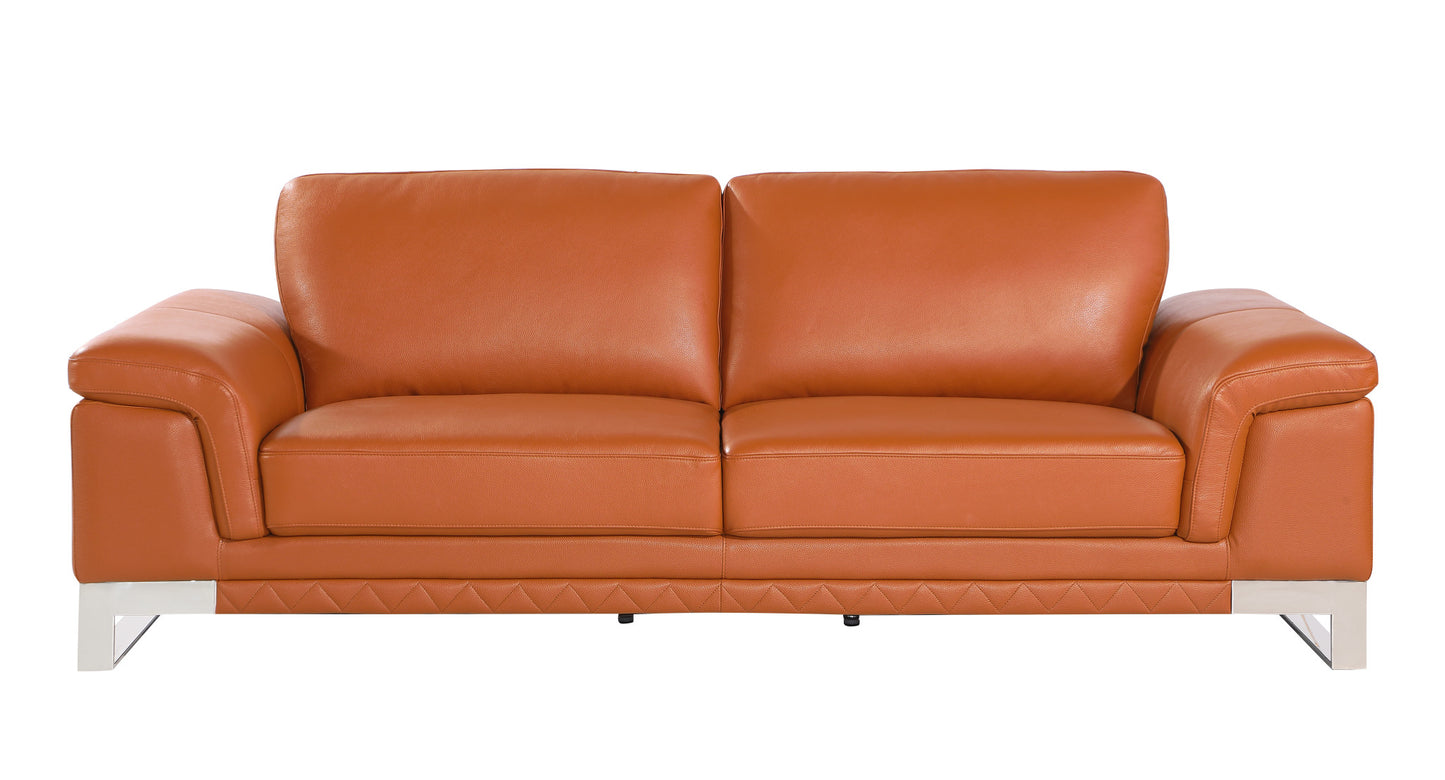 Two Piece Indoor Camel Italian Leather Five Person Seating Set-3