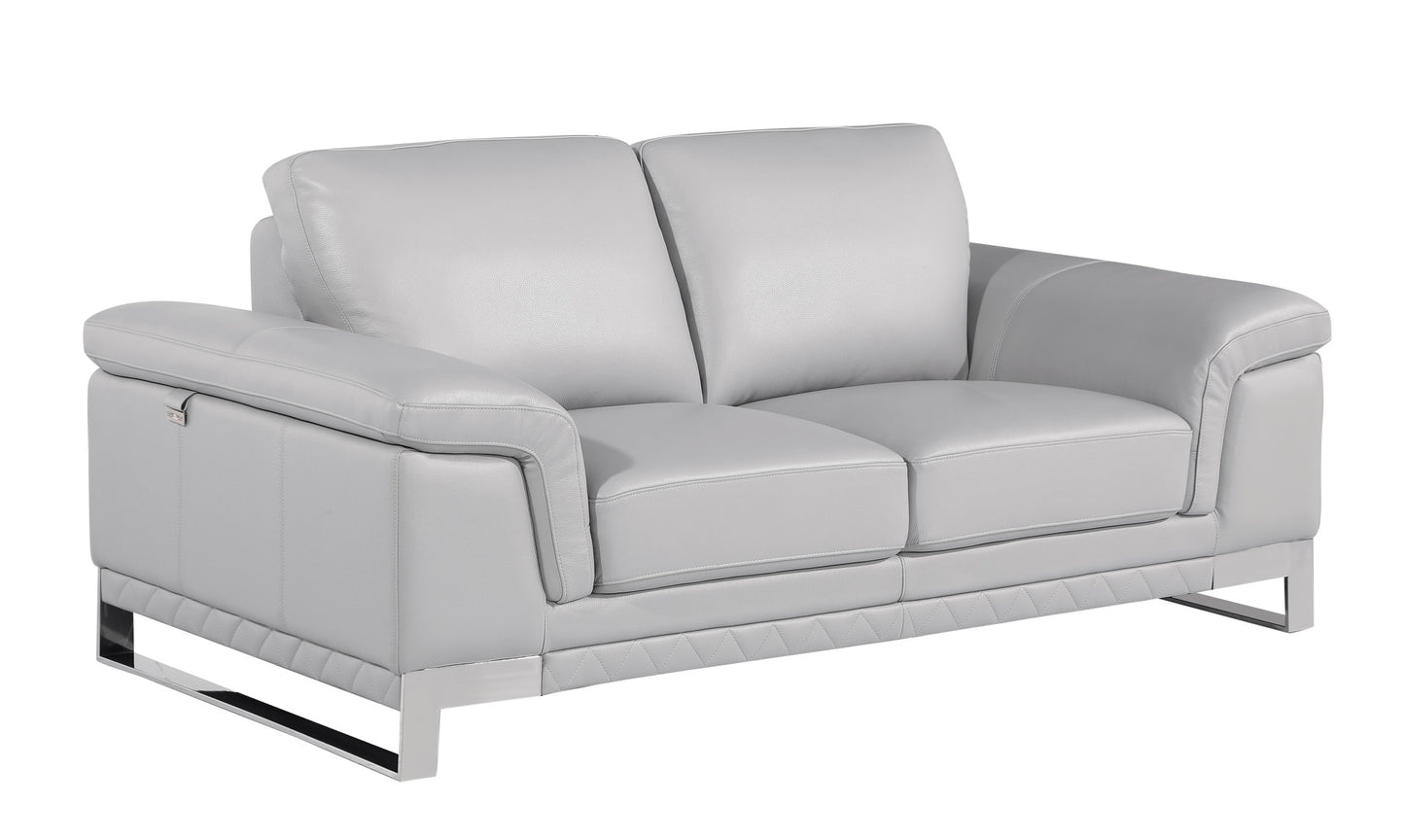 Two Piece Indoor Light Gray Italian Leather Five Person Seating Set-2