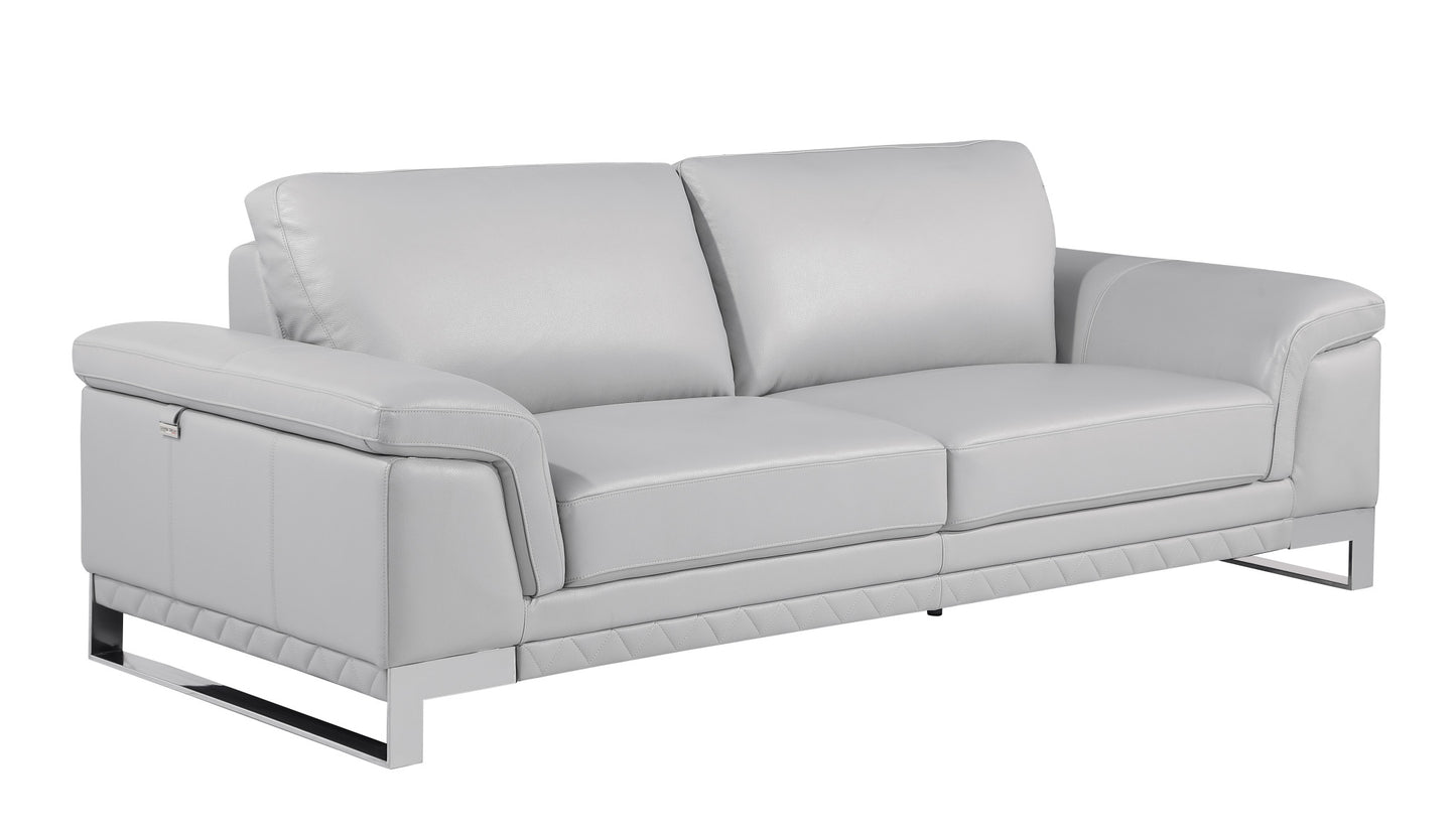 Two Piece Indoor Light Gray Italian Leather Five Person Seating Set-3