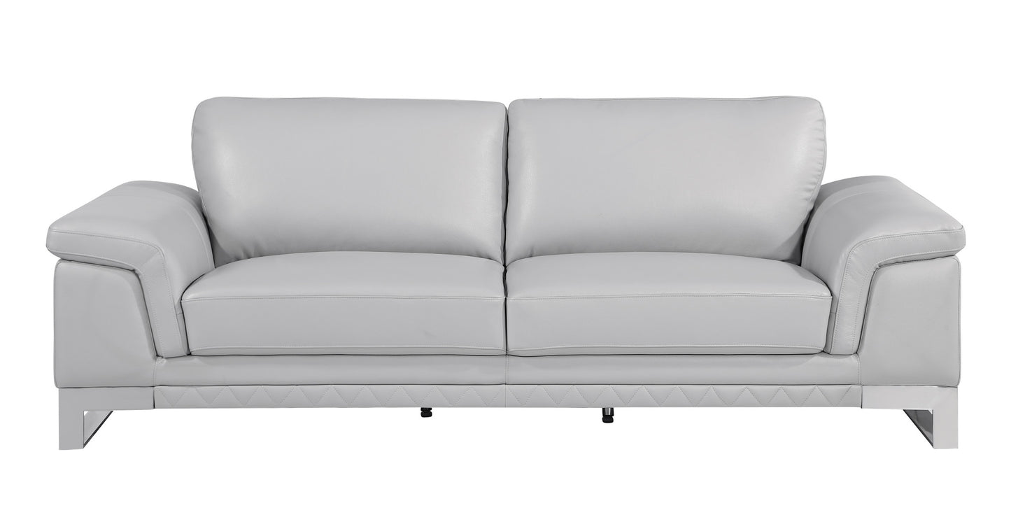 Two Piece Indoor Light Gray Italian Leather Five Person Seating Set-4