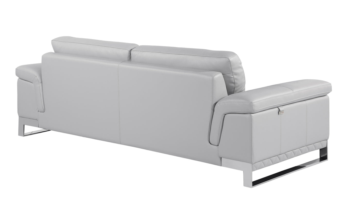 Two Piece Indoor Light Gray Italian Leather Five Person Seating Set-5