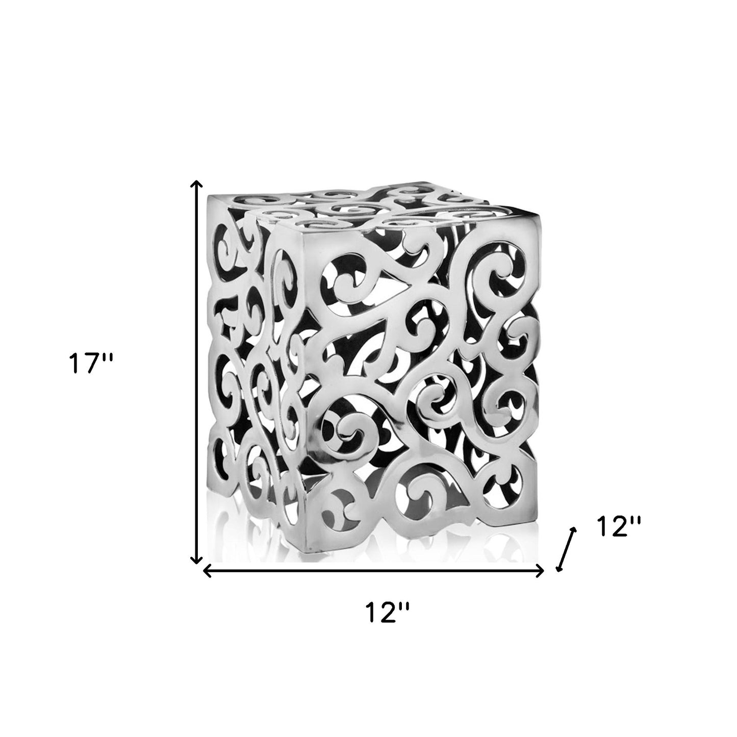 17" Silver Aluminum Square End Table-5