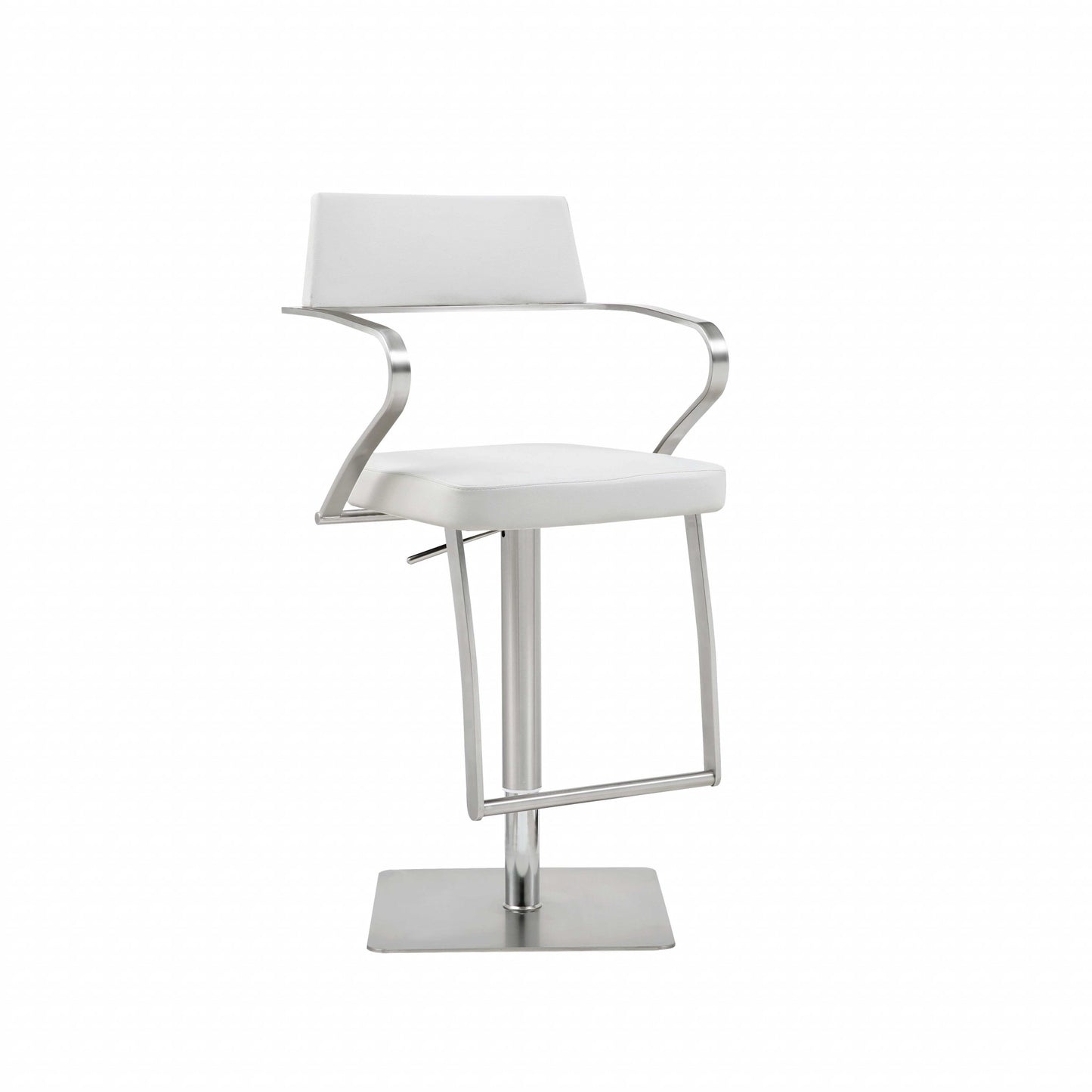 21 " White And Silver Stainless Steel Bar Chair-0