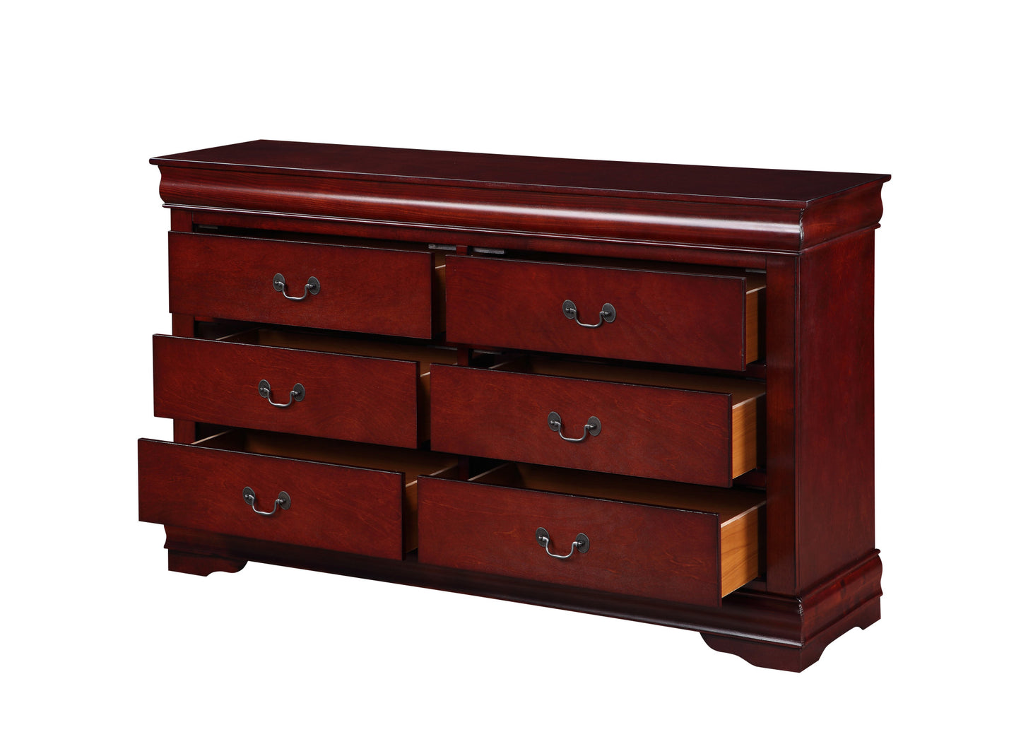 57" Brown Solid Wood Double Dresser-3