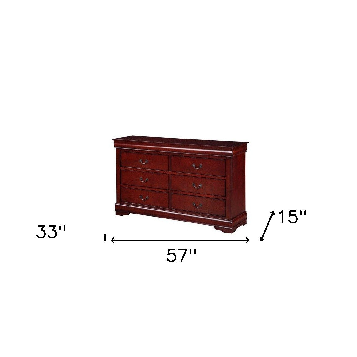 57" Brown Solid Wood Double Dresser-7