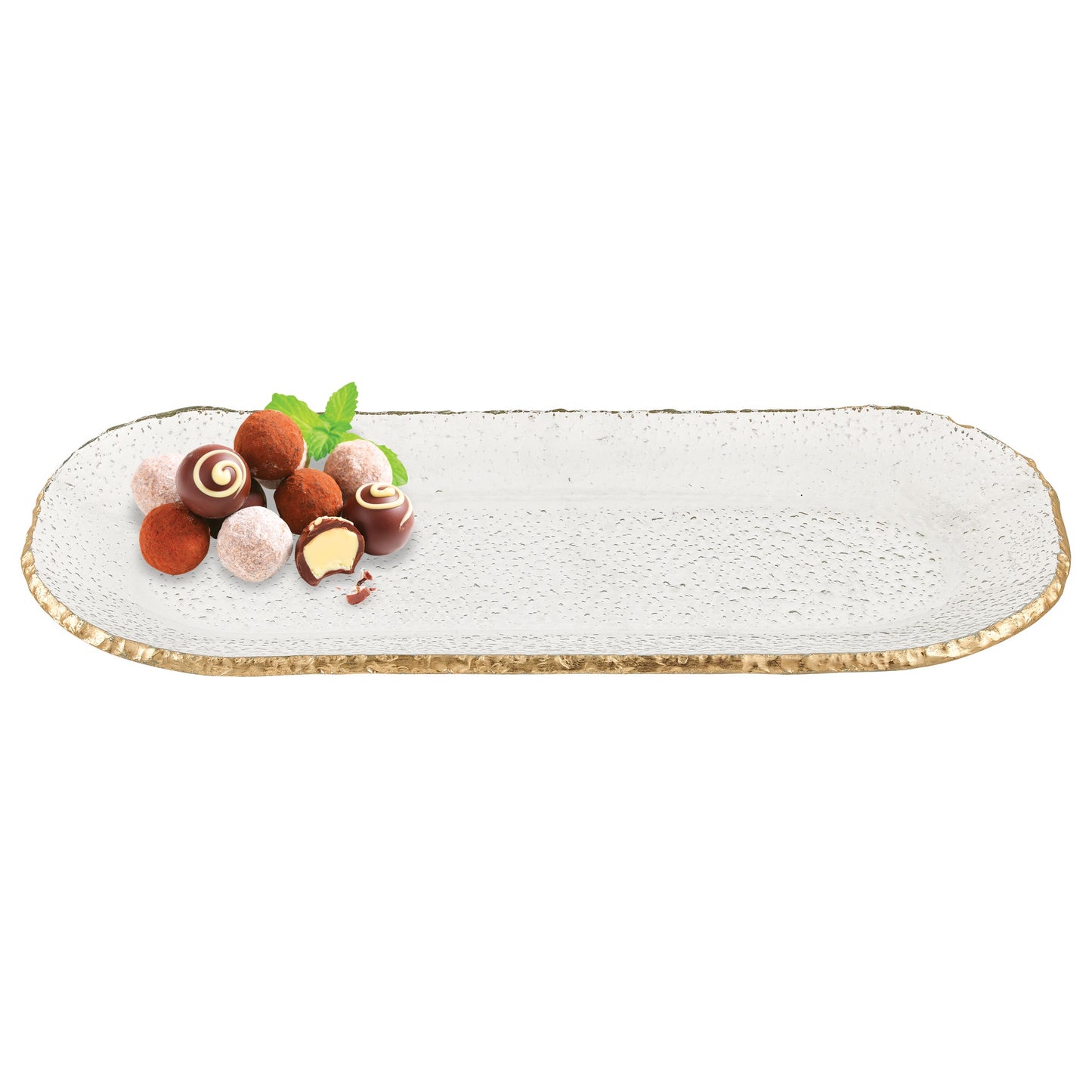 18 Mouth Blown Oval Edge Gold Leaf Platter-1