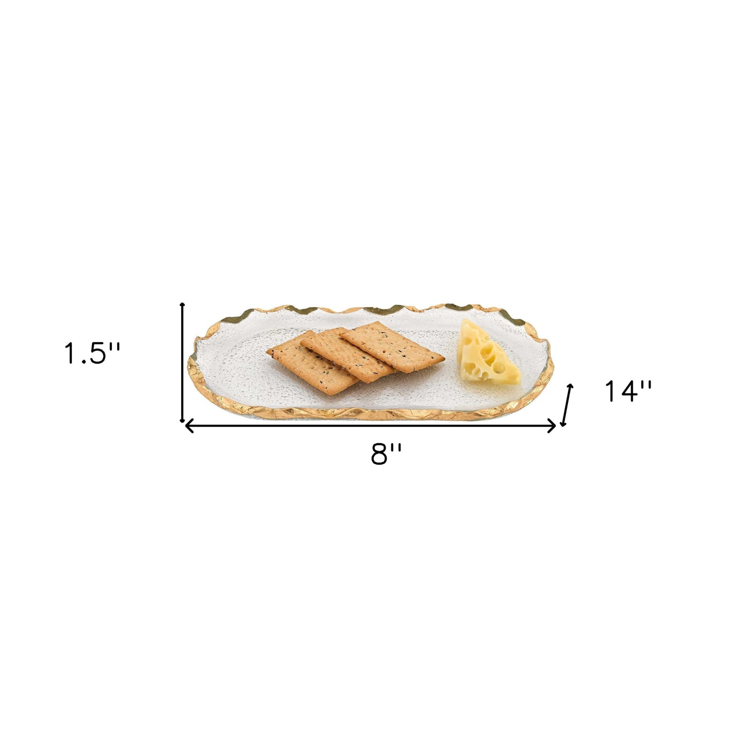 14 Glass Oval Edge Gold Leaf Platter-7