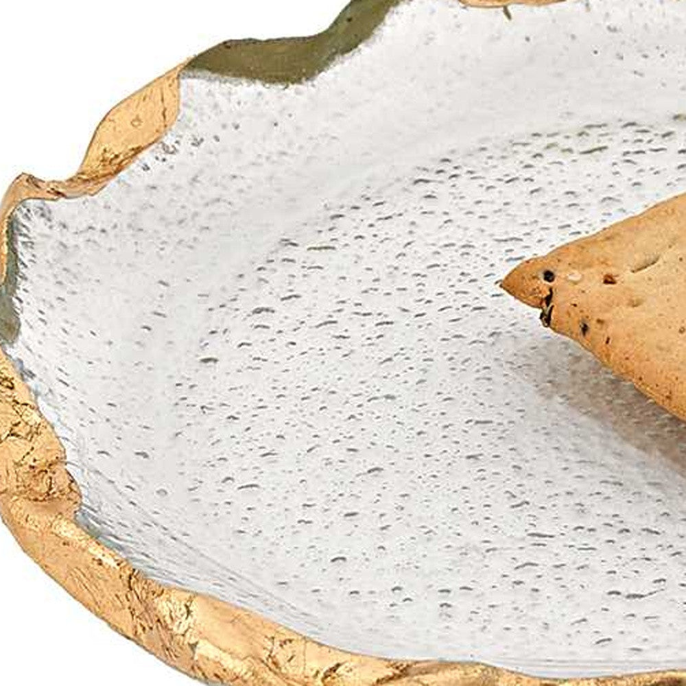 14 Glass Oval Edge Gold Leaf Platter-5