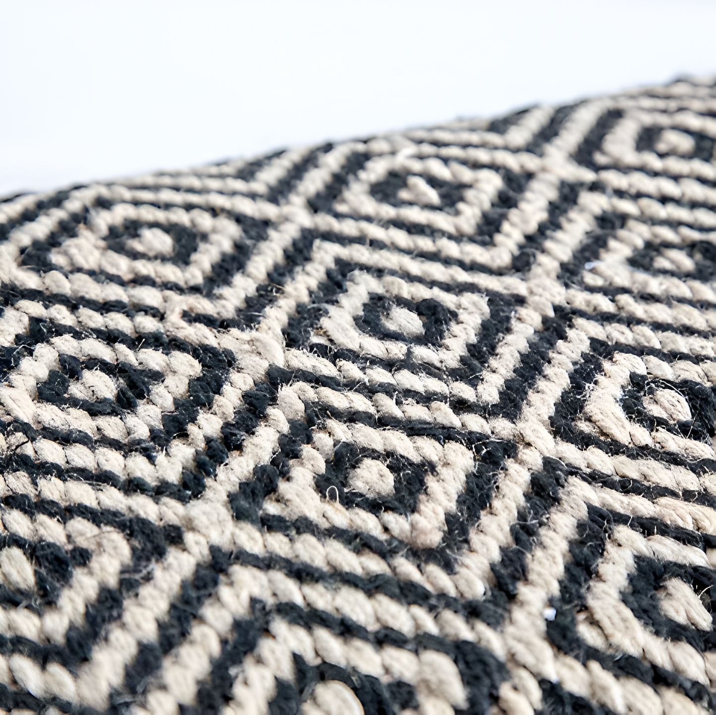 56" Black and White and Gray Upholstered Cotton Blend Trellis Bench-2