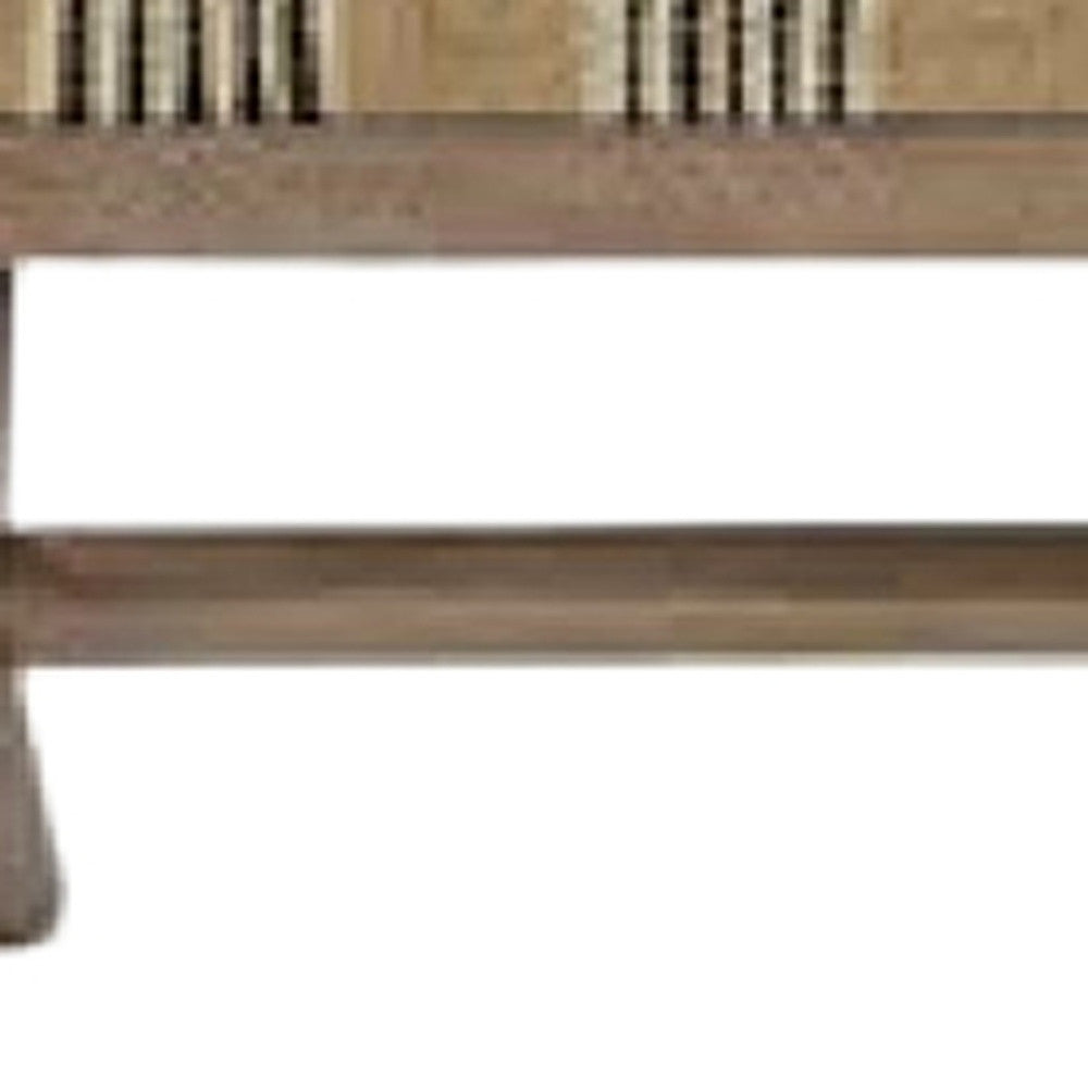 16" Beige And Brown Upholstered Cotton Blend Bench-4