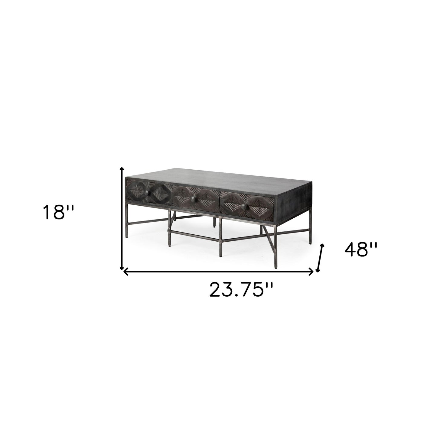 24" Brown Wood Coffee Table With Three Drawers-5