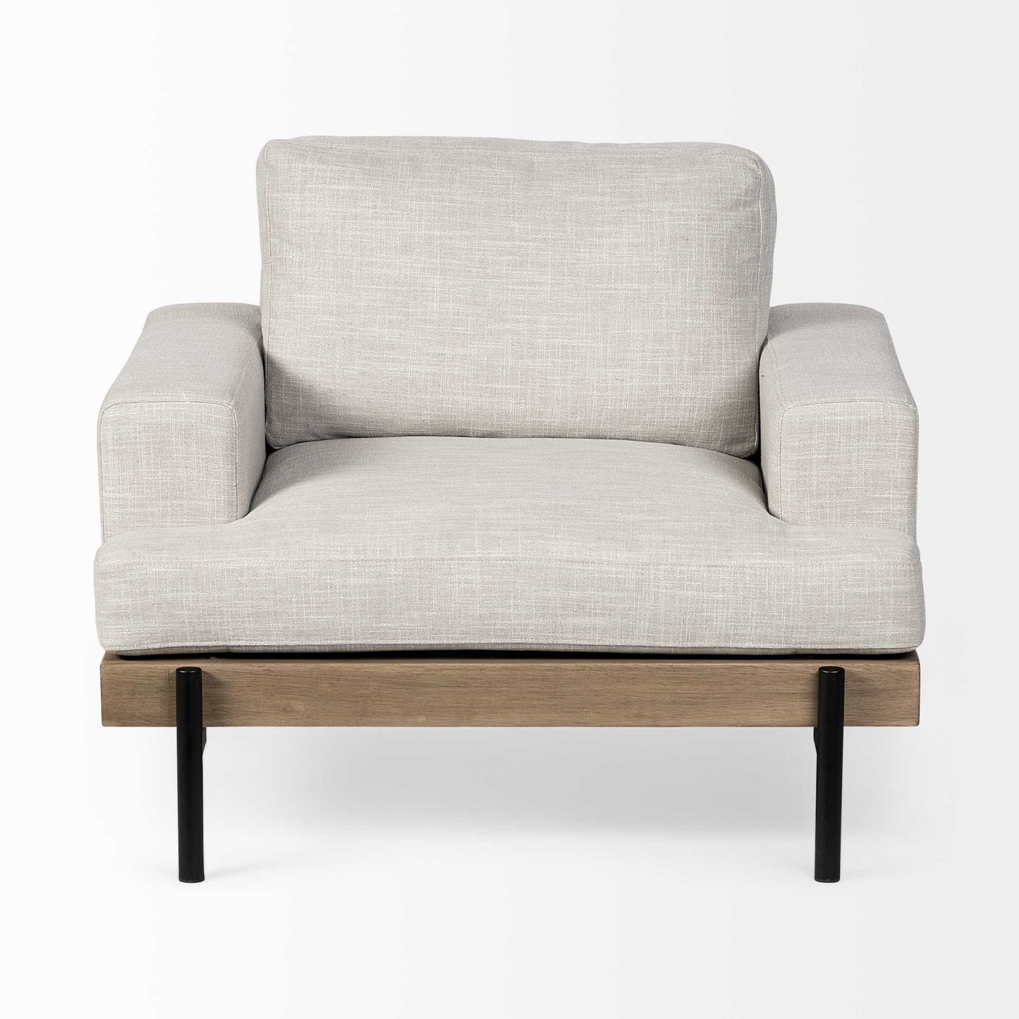 41" Cream and Black Fabric Arm Chair-1