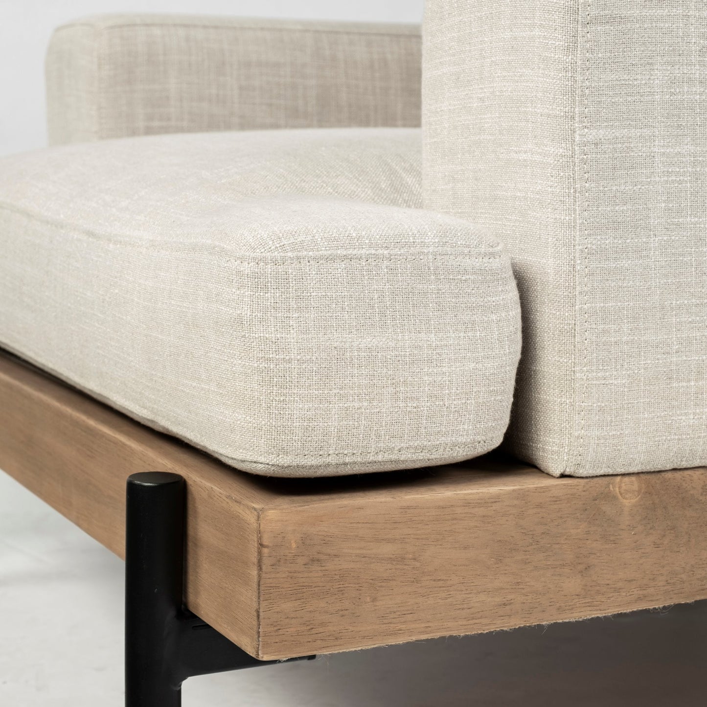 41" Cream and Black Fabric Arm Chair-6