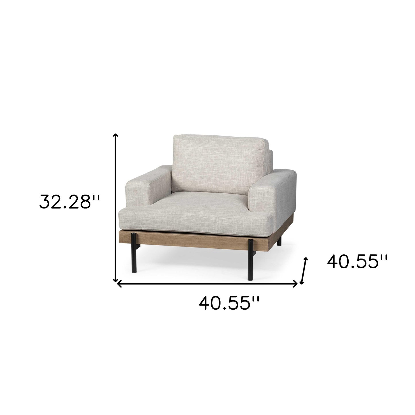 41" Cream and Black Fabric Arm Chair-7