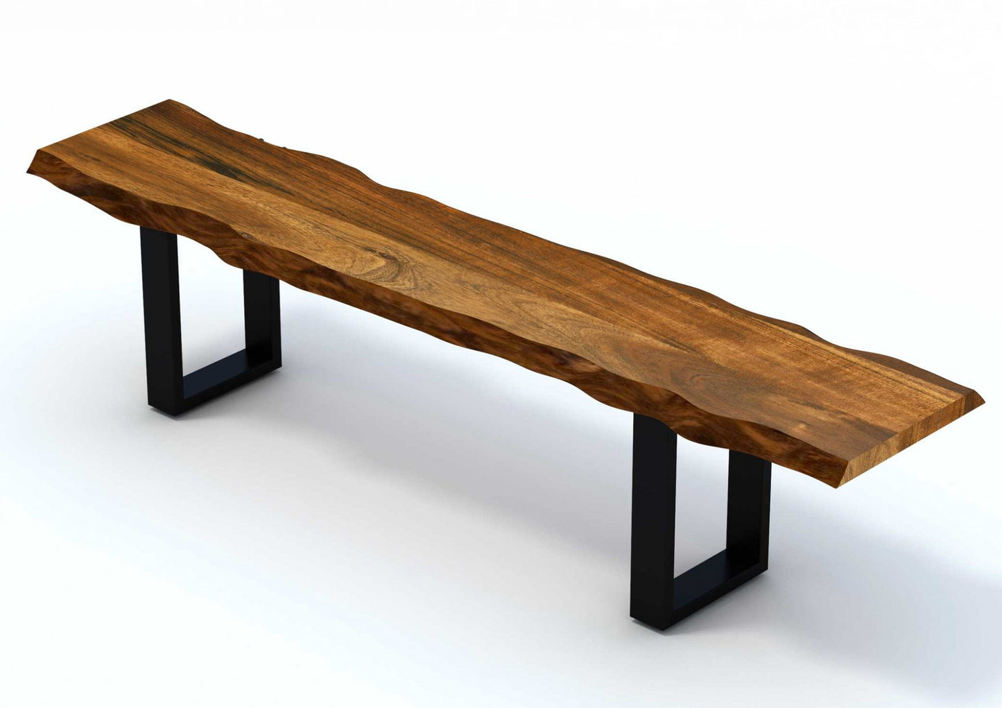 68" Brown and Black Live Edge Solid Wood Dining Bench-3