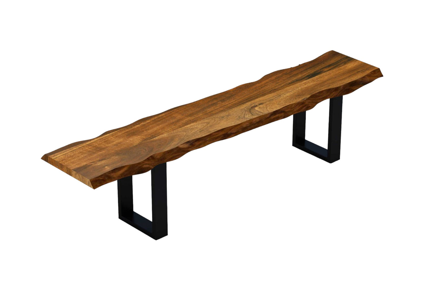 68" Brown and Black Live Edge Solid Wood Dining Bench-1