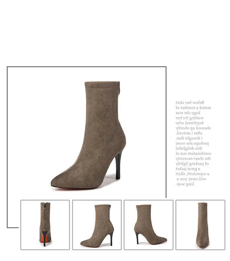 Classically Chic Women's Sock Boots with High Stiletto Heels