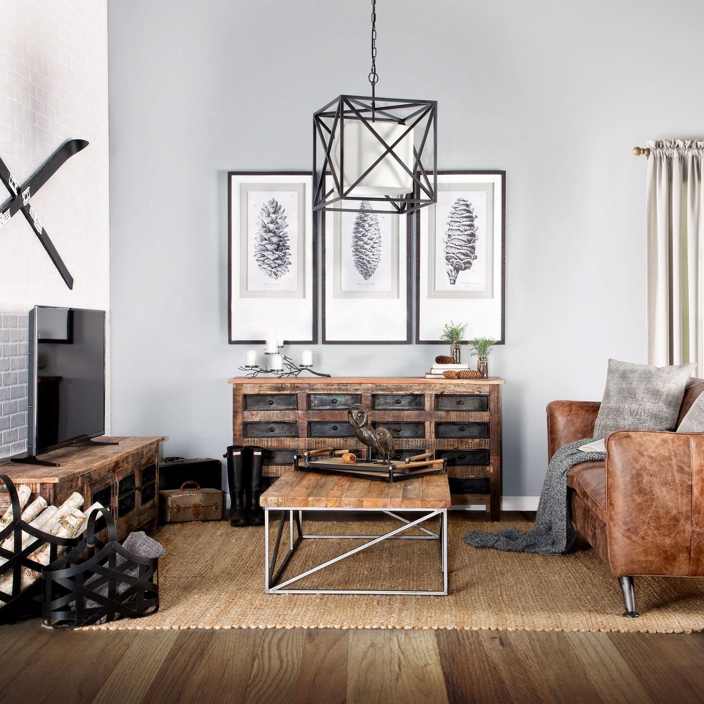 76" Brown Distressed Reclaimed Wood Enclosed Storage TV Stand-7