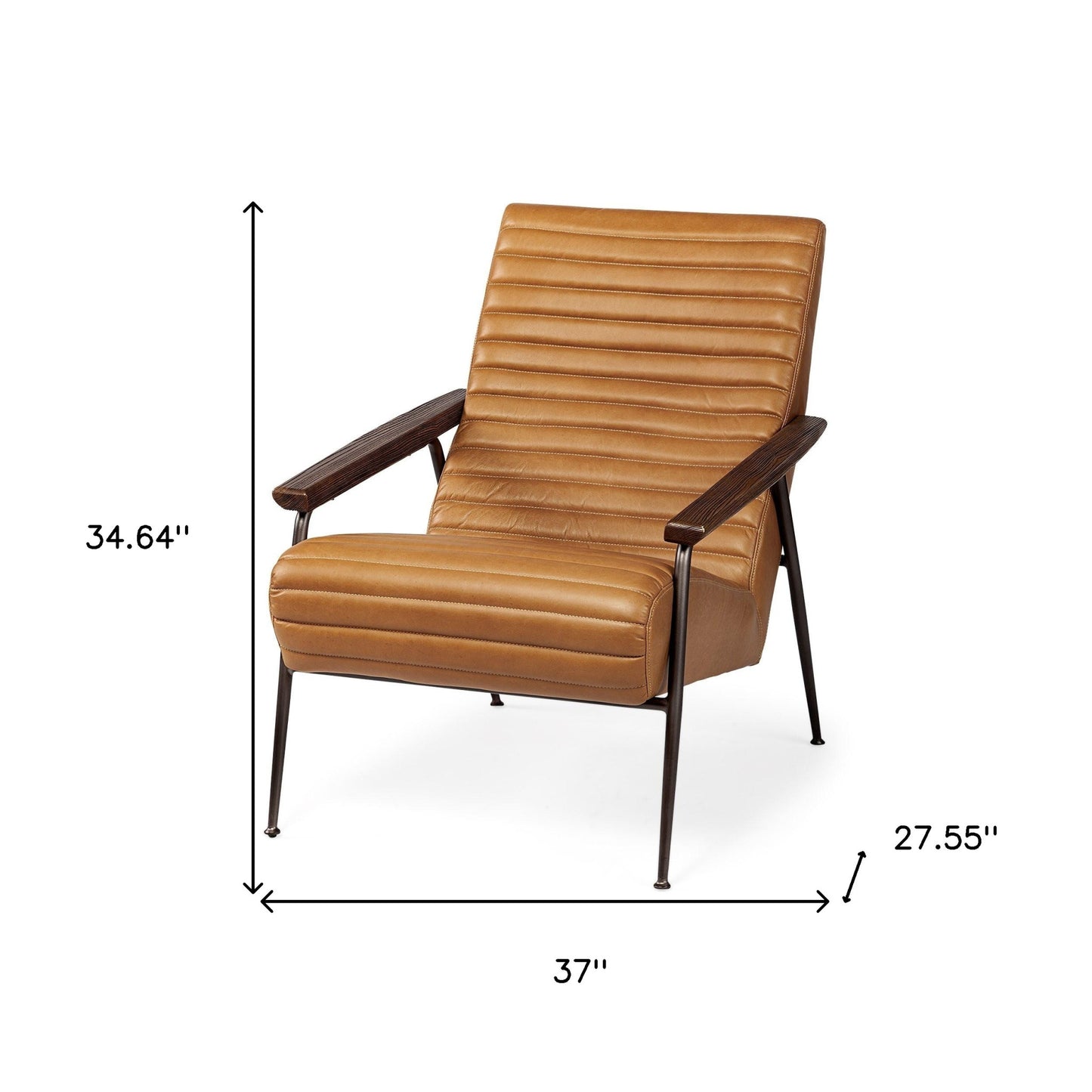 37" Tan and Black Faux Leather Tufted Lounge Chair-7