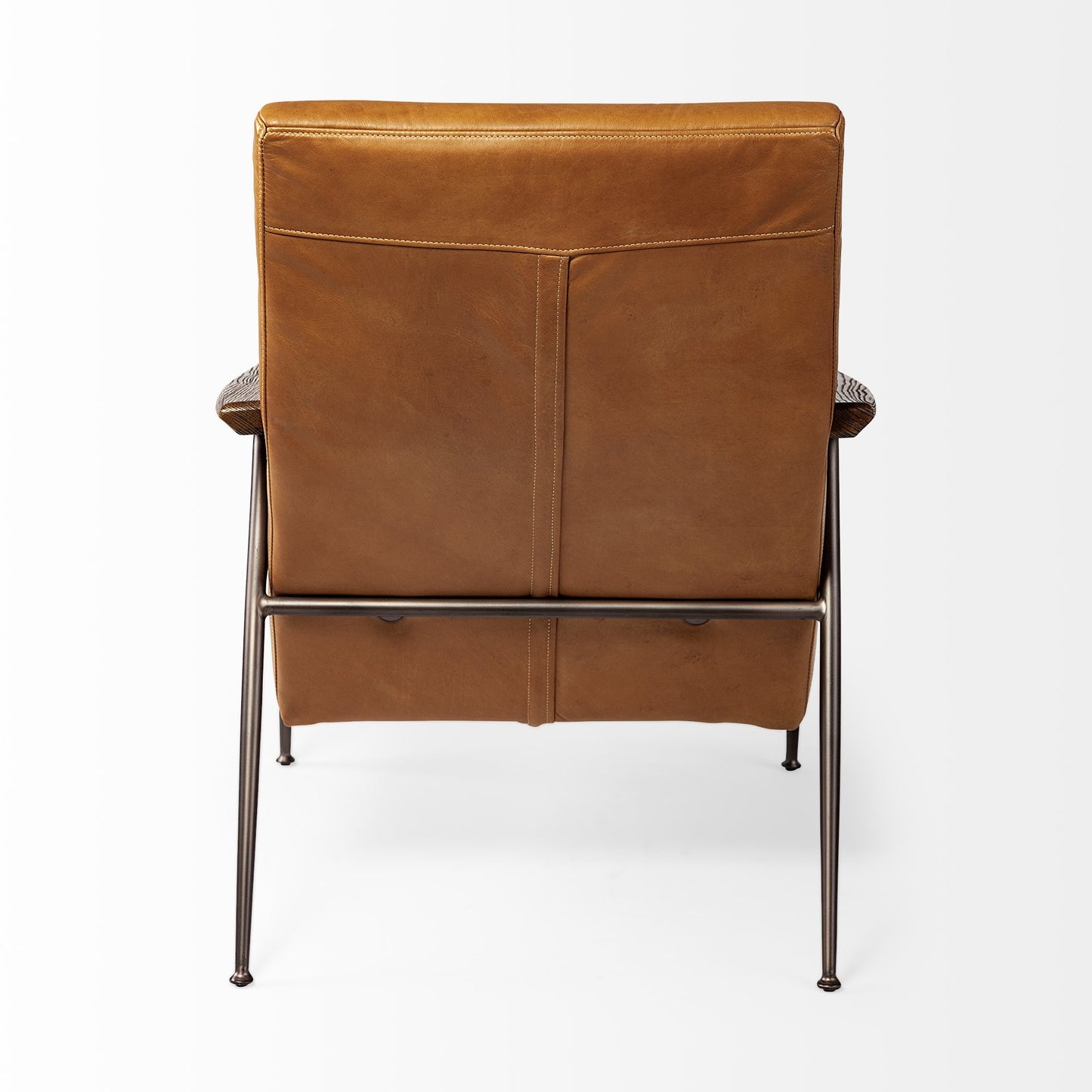 37" Tan and Black Faux Leather Tufted Lounge Chair-4
