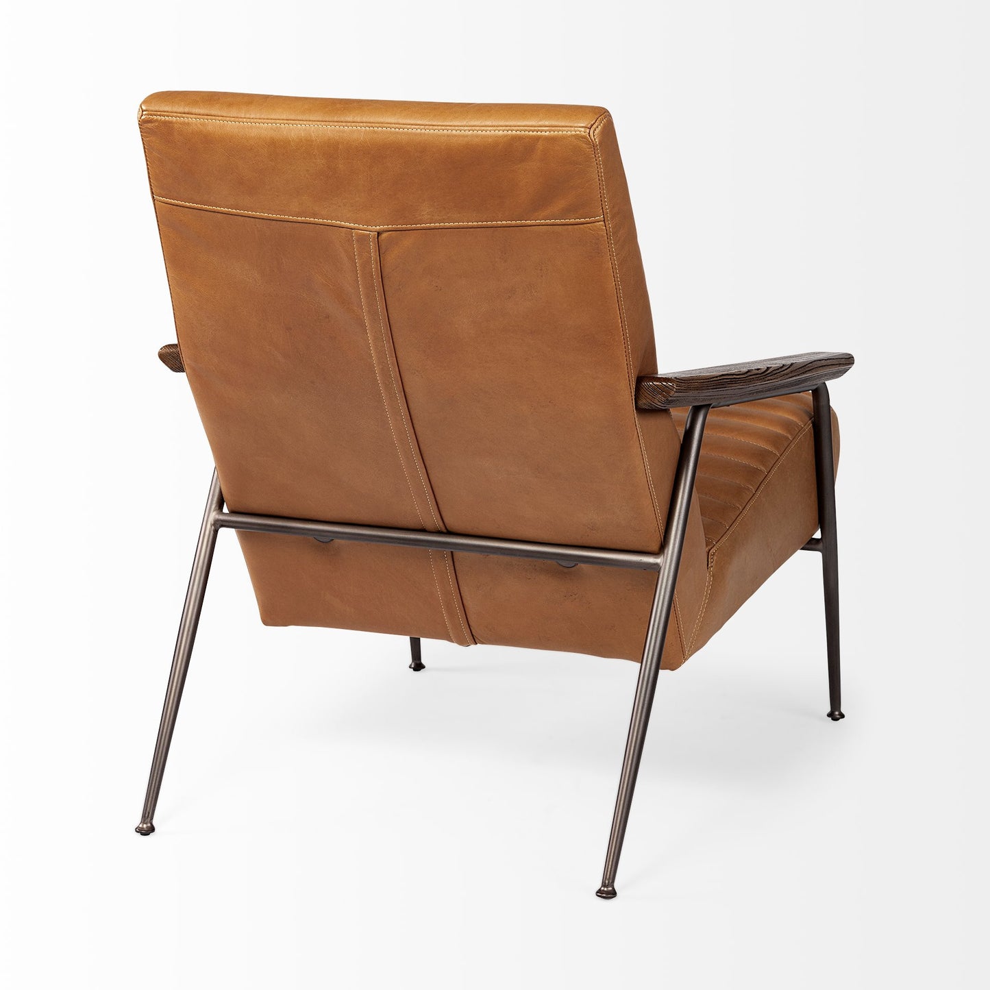 37" Tan and Black Faux Leather Tufted Lounge Chair-5