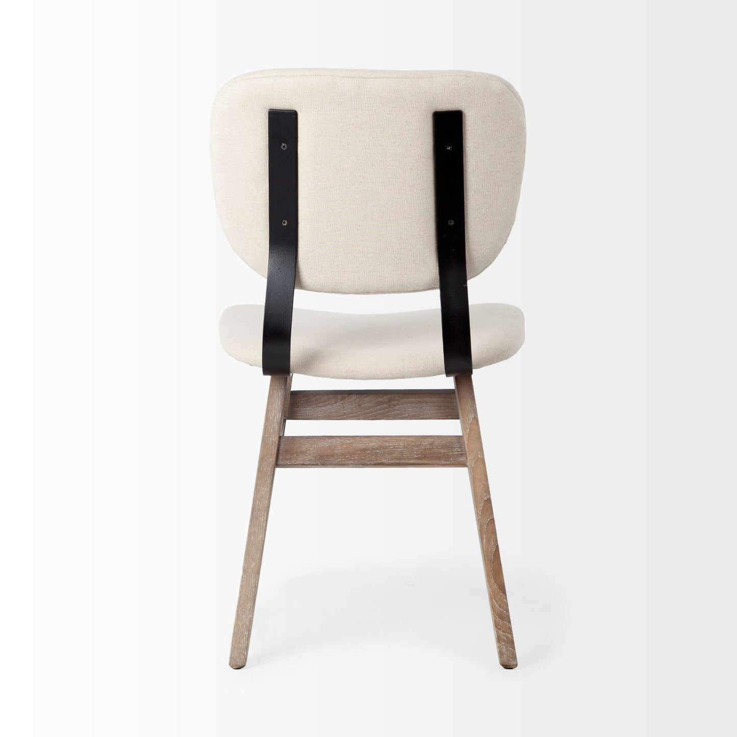 Set Of Two Cream And Brown Upholstered Fabric Open Back Side Chairs-4