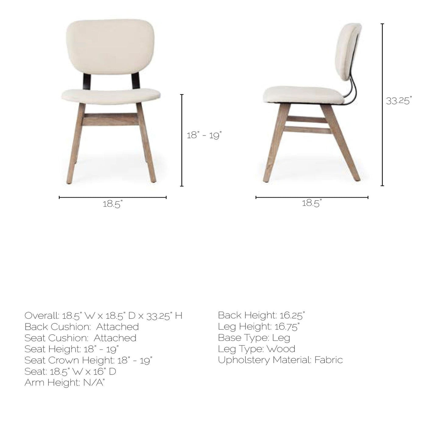 Set Of Two Cream And Brown Upholstered Fabric Open Back Side Chairs-7