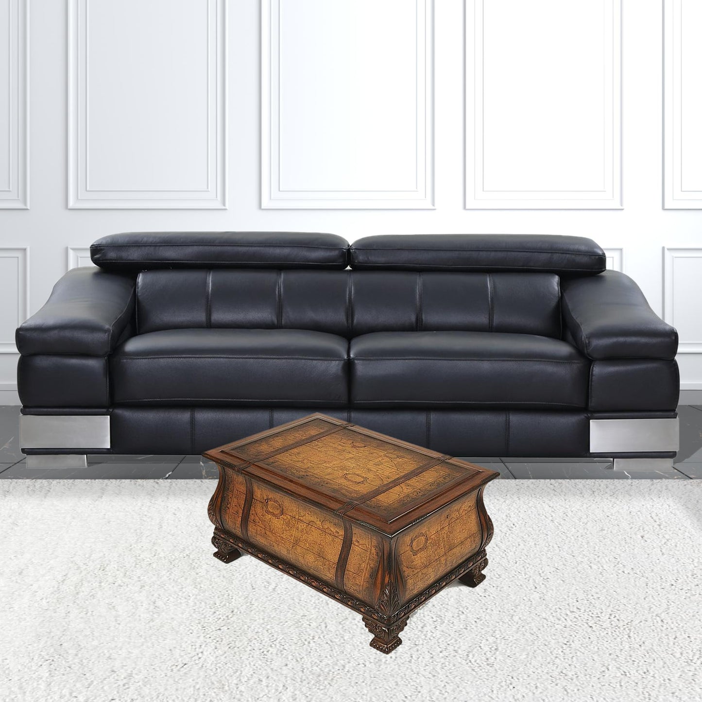 38" Brown Wood Coffee Table With Drawer-2