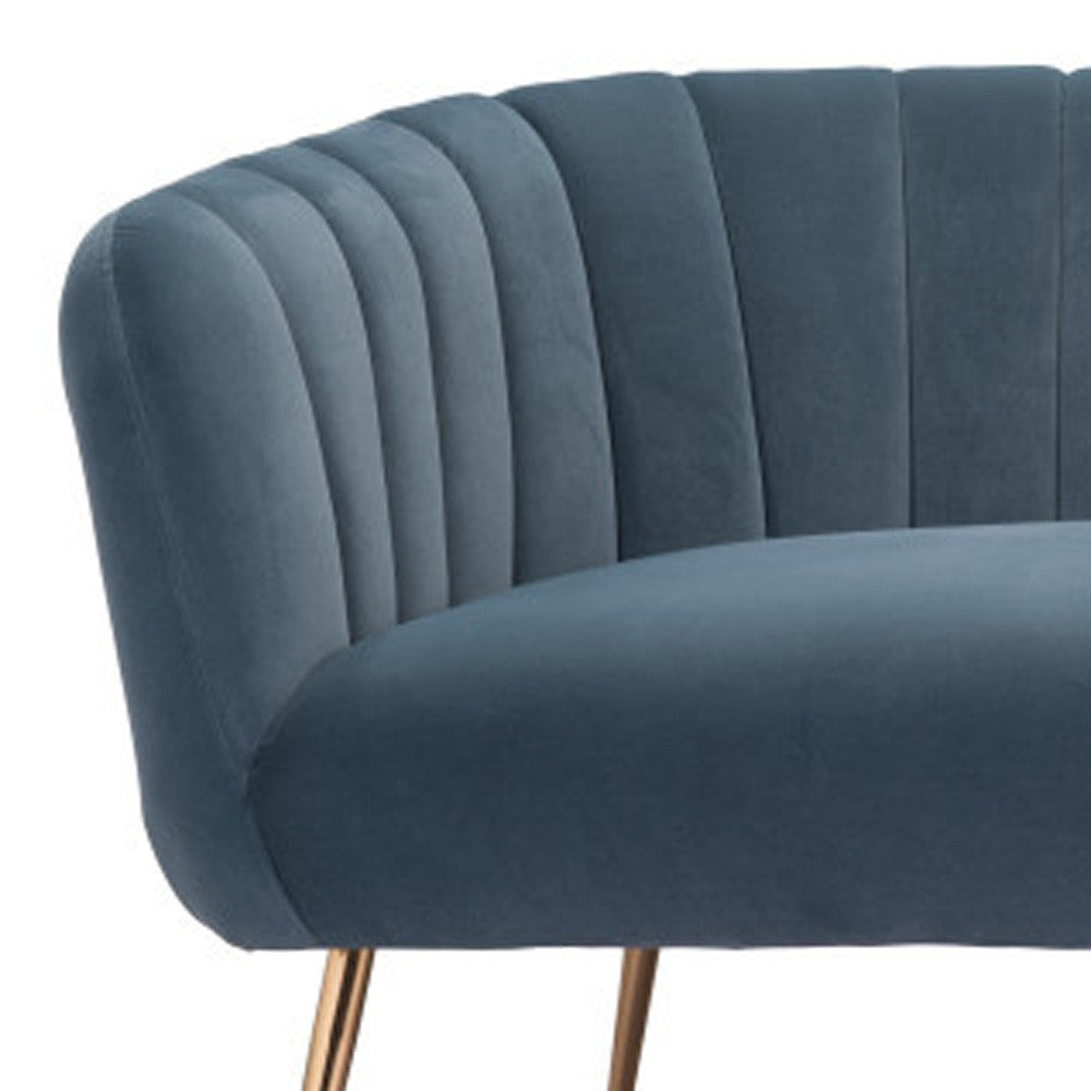 70" Gray Velvet Sofa With Gold Legs-5