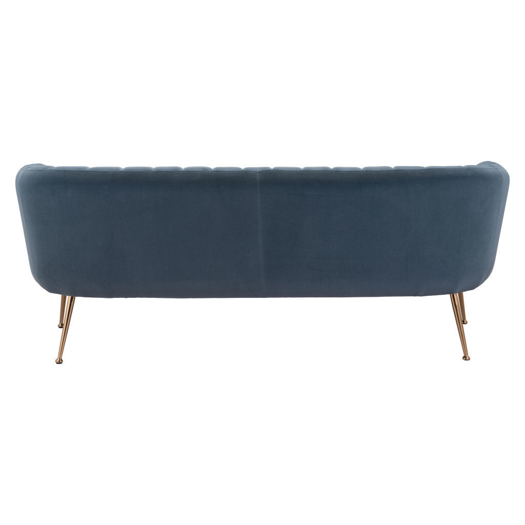 70" Gray Velvet Sofa With Gold Legs-3