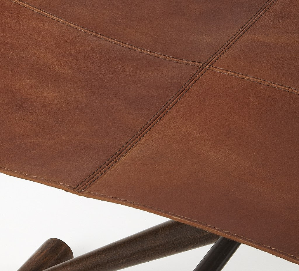 24" Brown Faux Leather Ottoman-7