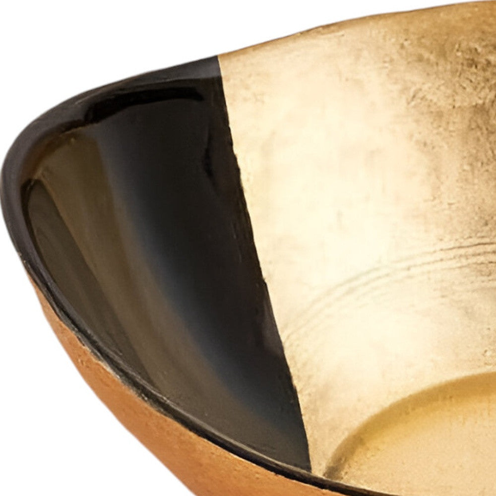 6" Gold Black And White Oval Glass Bowl-2